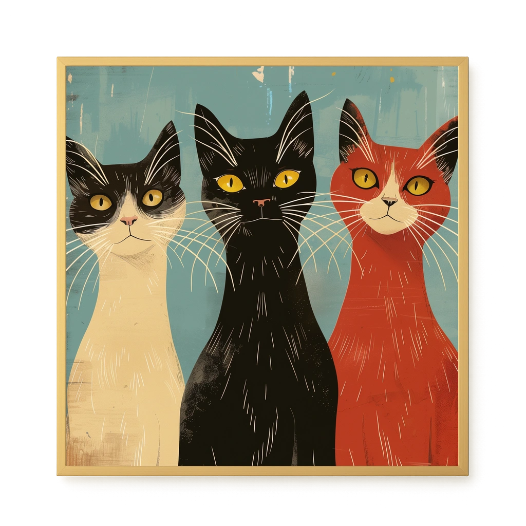 Three Cats Canvas Wall Art