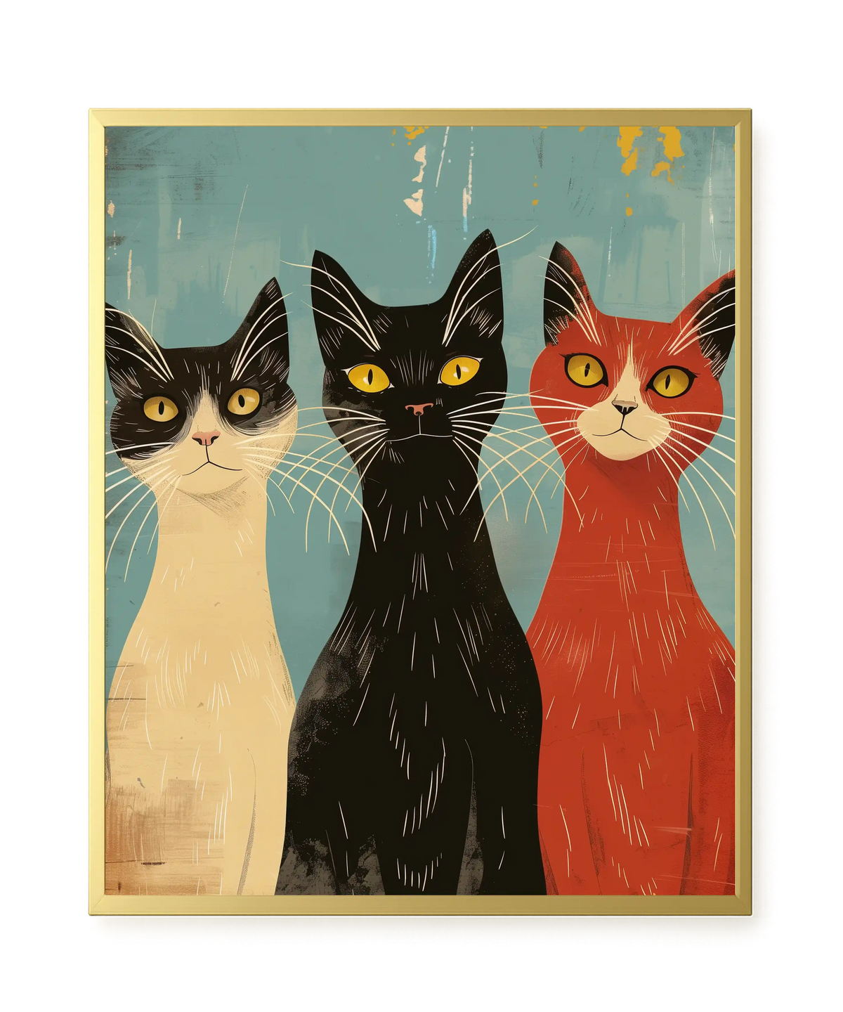 Three Cats Canvas Wall Art