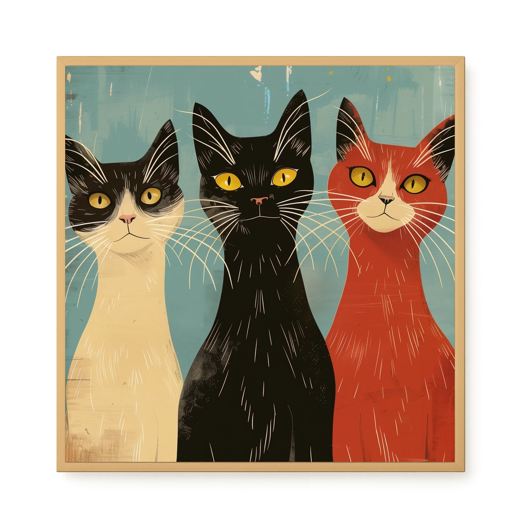 Three Cats Canvas Wall Art
