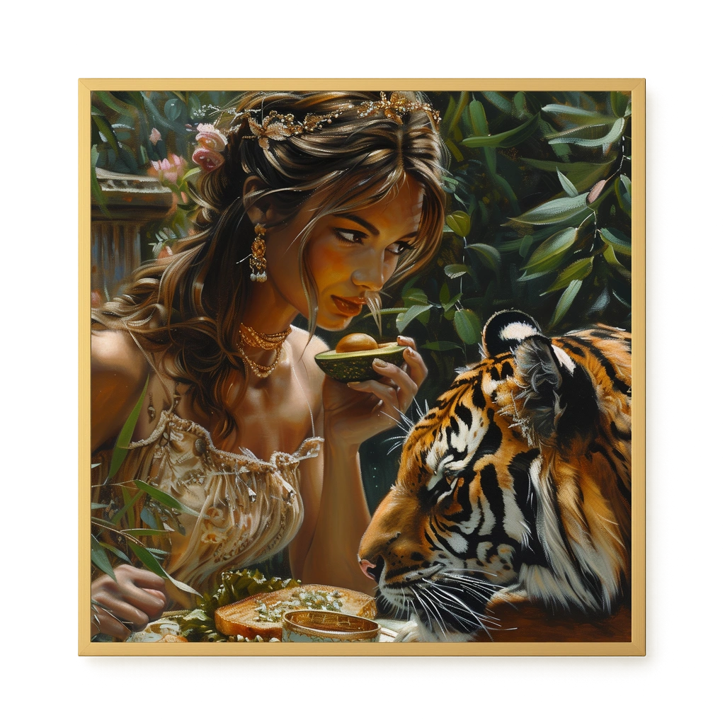 Tea with Tiger Canvas Wall Art
