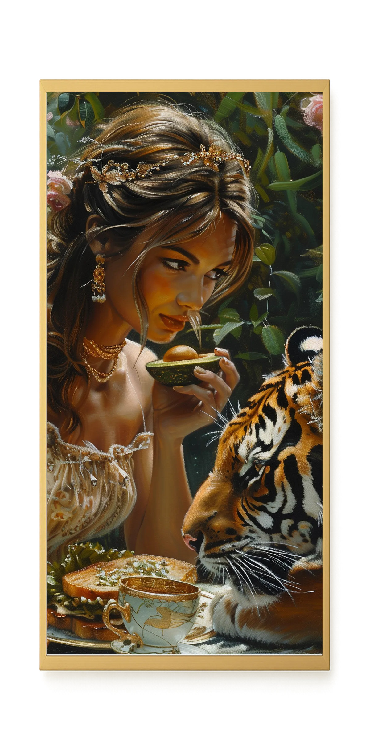 Tea with Tiger Canvas Wall Art