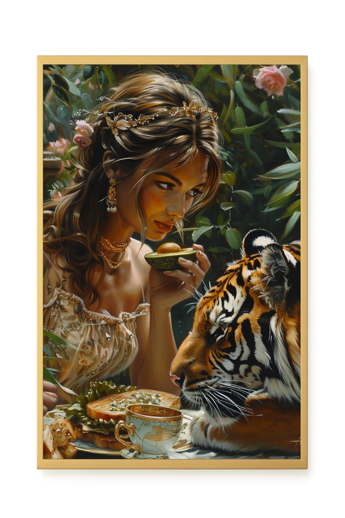 Tea with Tiger Canvas Wall Art