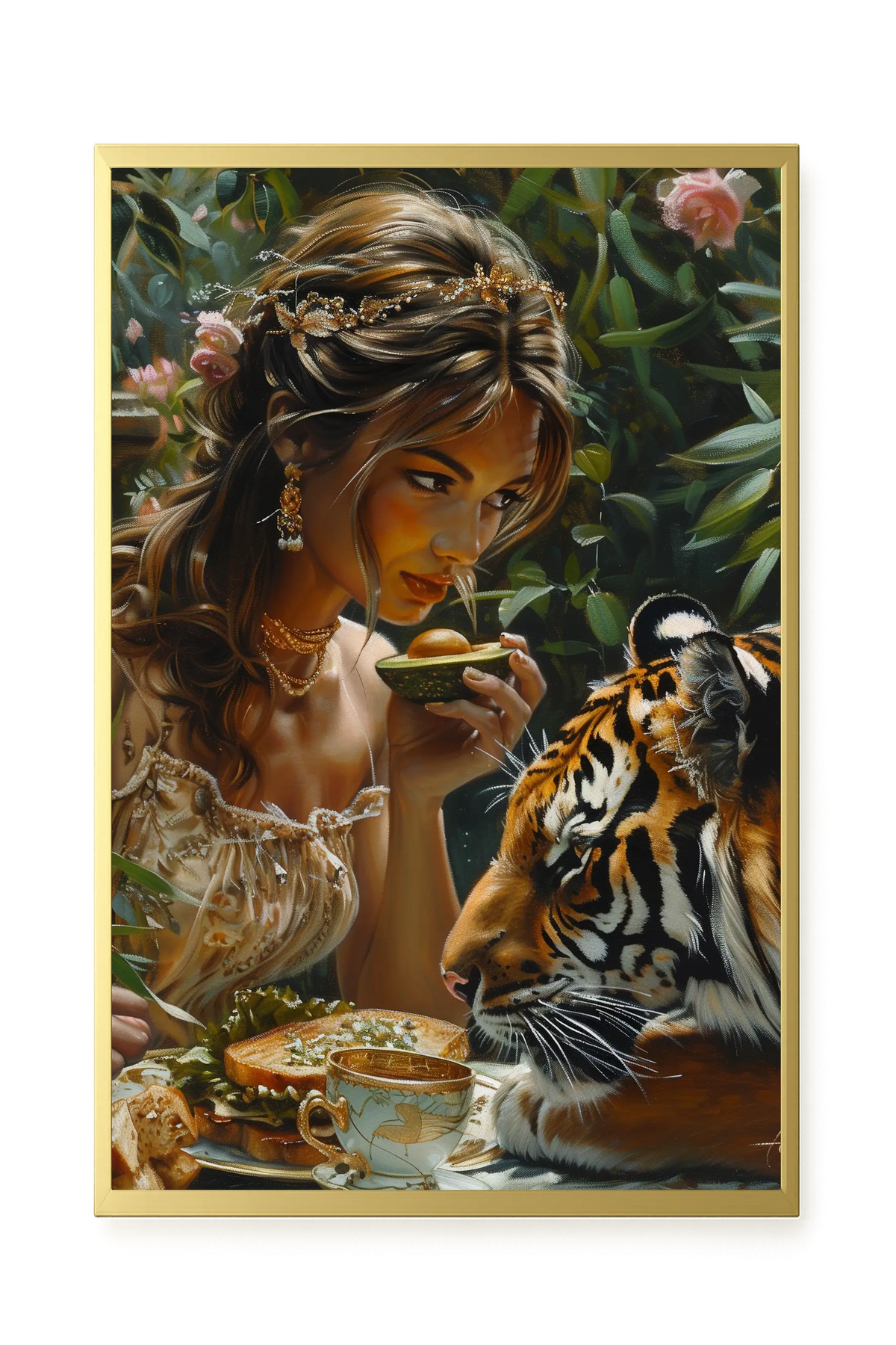 Tea with Tiger Canvas Wall Art