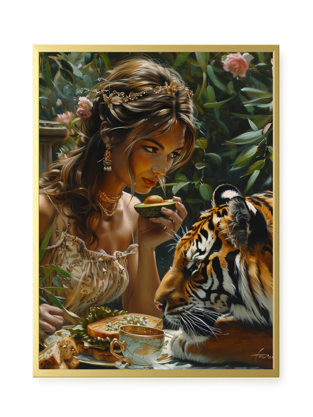 Tea with Tiger Canvas Wall Art
