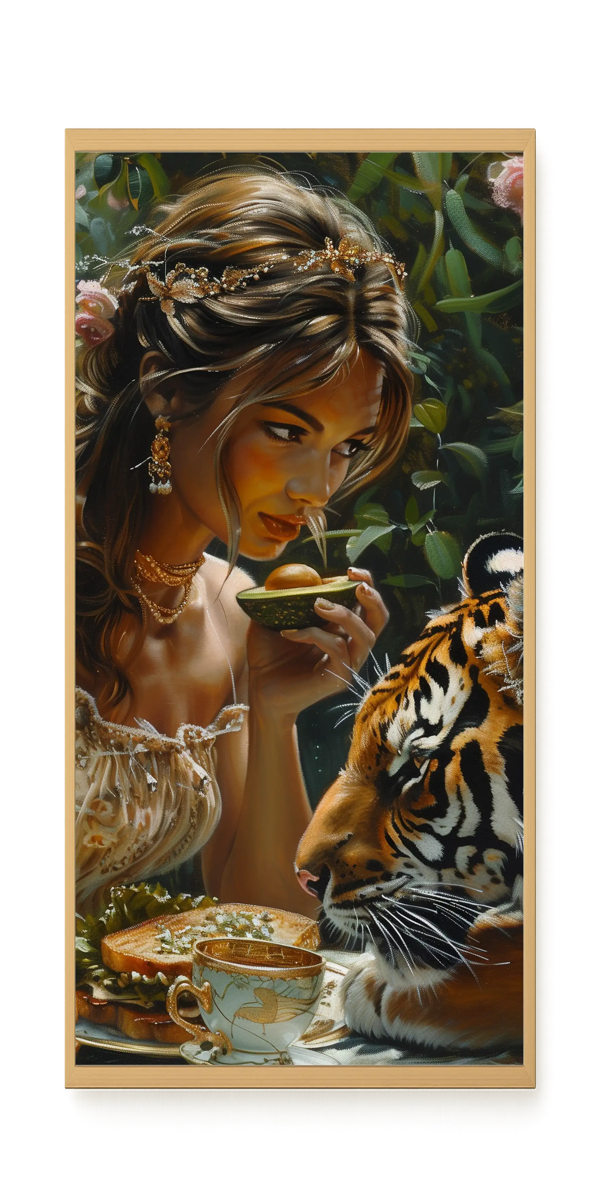 Tea with Tiger Canvas Wall Art