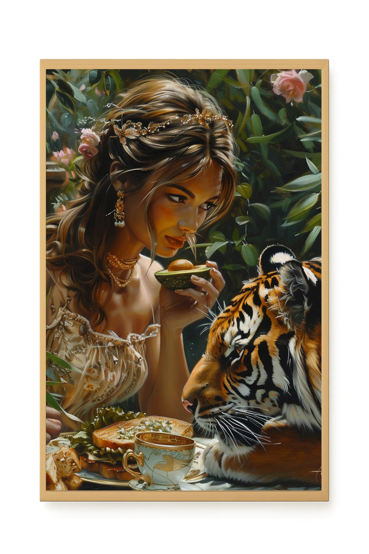 Tea with Tiger Canvas Wall Art