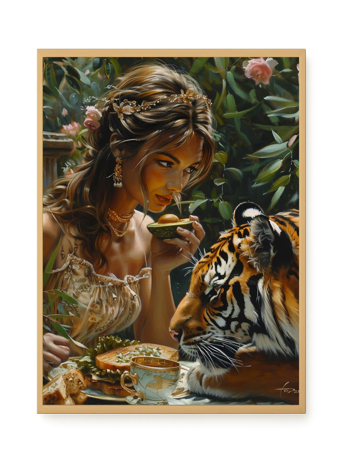 Tea with Tiger Canvas Wall Art