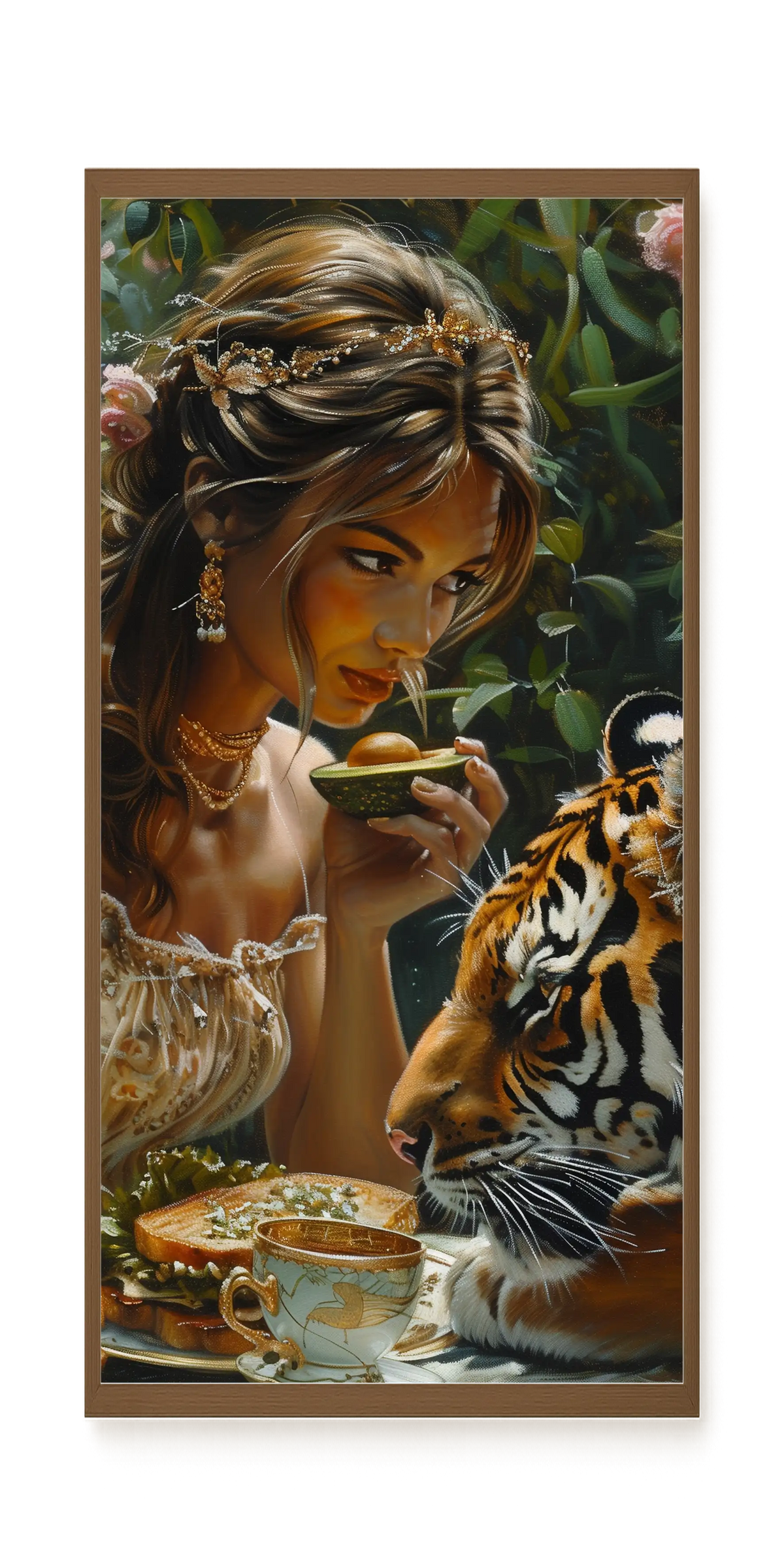 Tea with Tiger Canvas Wall Art