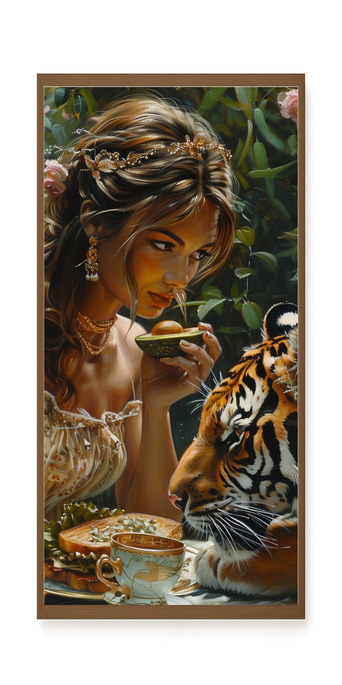 Tea with Tiger Canvas Wall Art