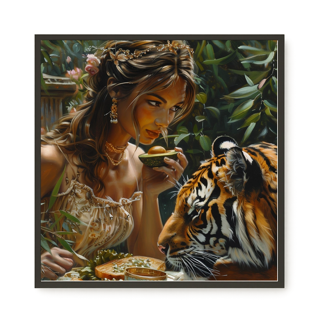 Tea with Tiger Canvas Wall Art