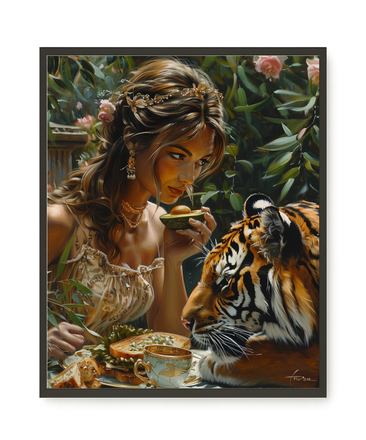 Tea with Tiger Canvas Wall Art