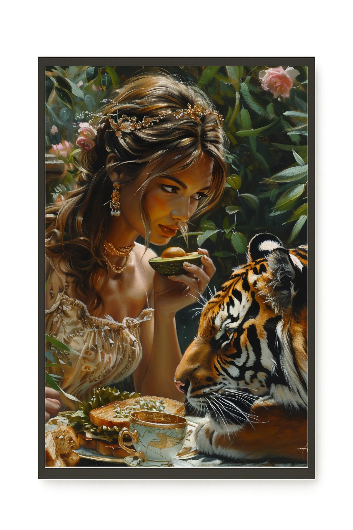 Tea with Tiger Canvas Wall Art