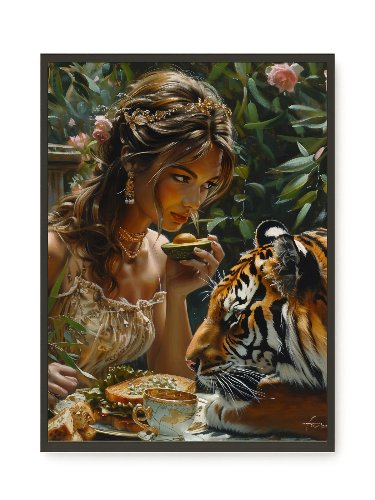 Tea with Tiger Canvas Wall Art