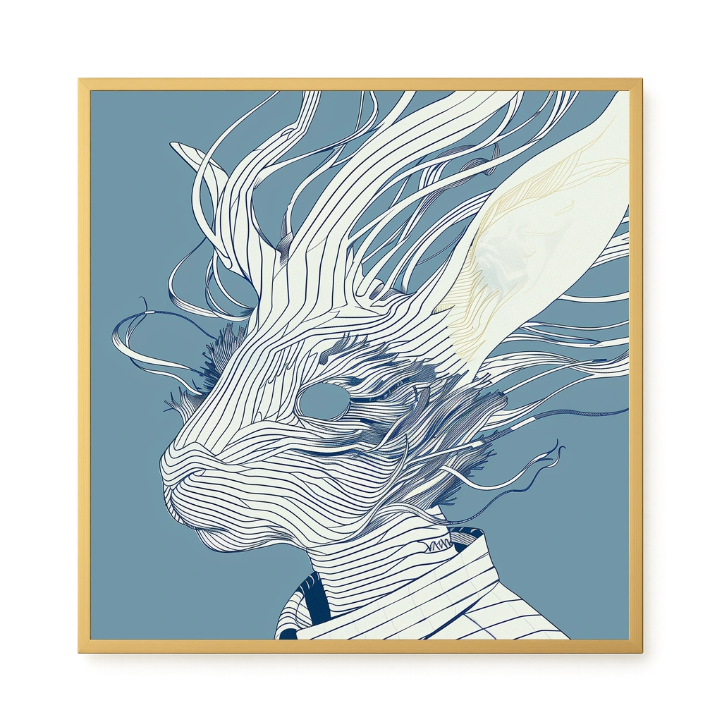 Line Rabbit Canvas Wall Art