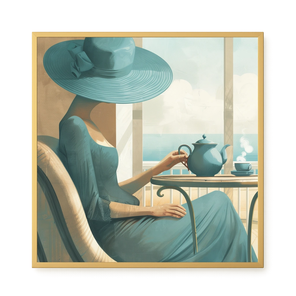 Lady with Tea Canvas Wall Art