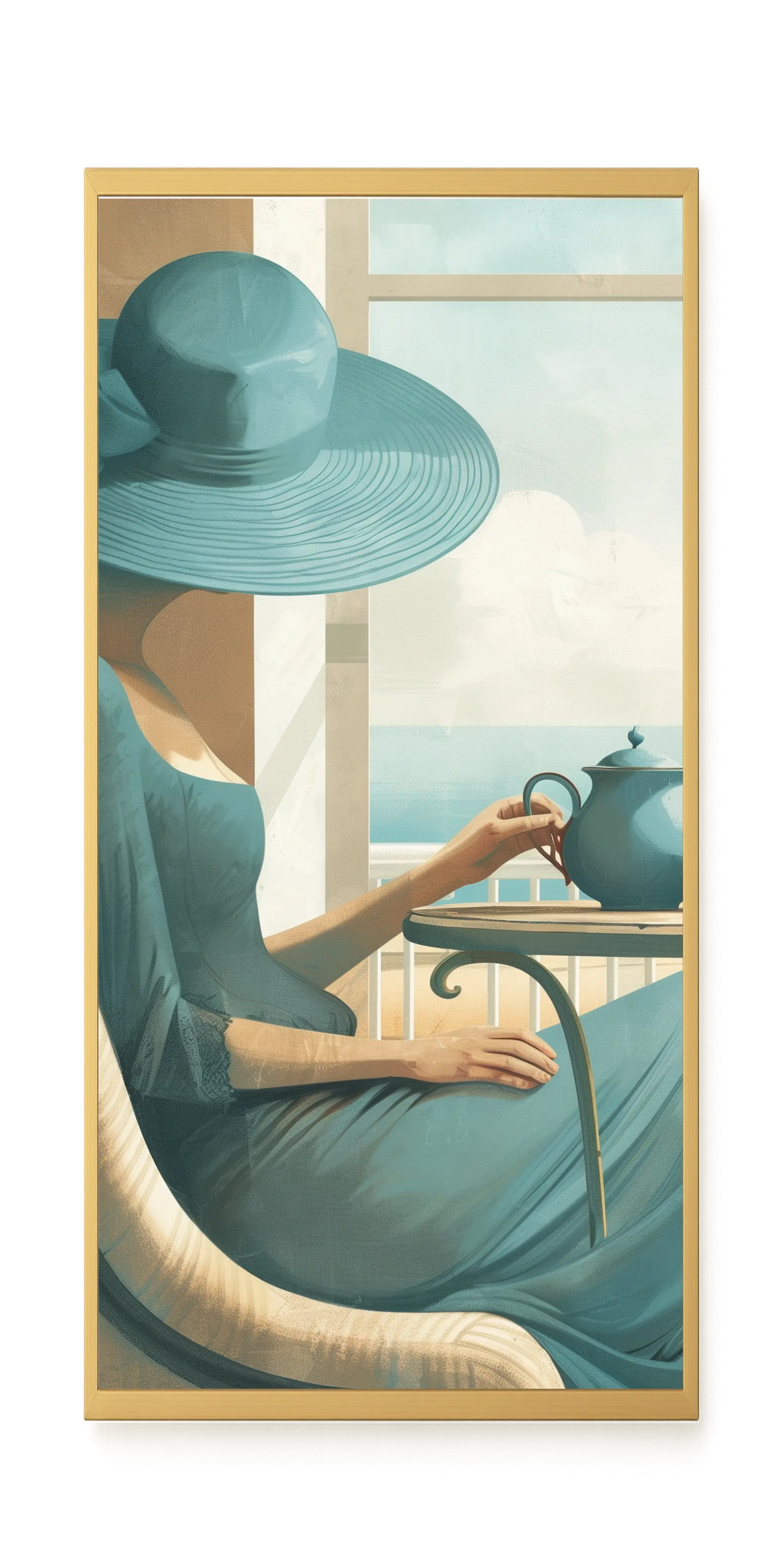 Lady with Tea Canvas Wall Art
