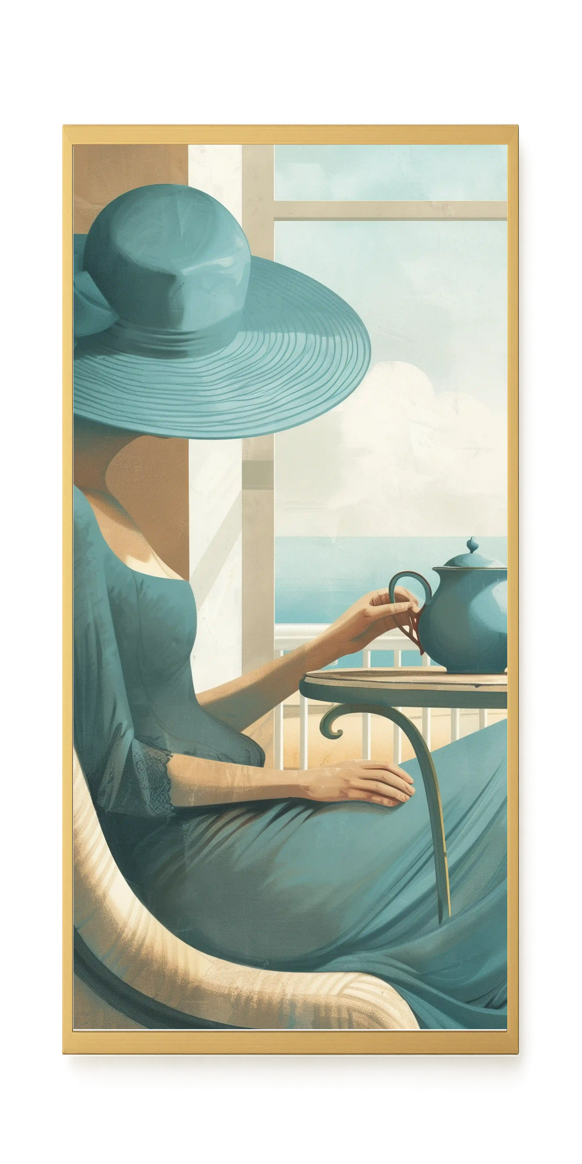Lady with Tea Canvas Wall Art