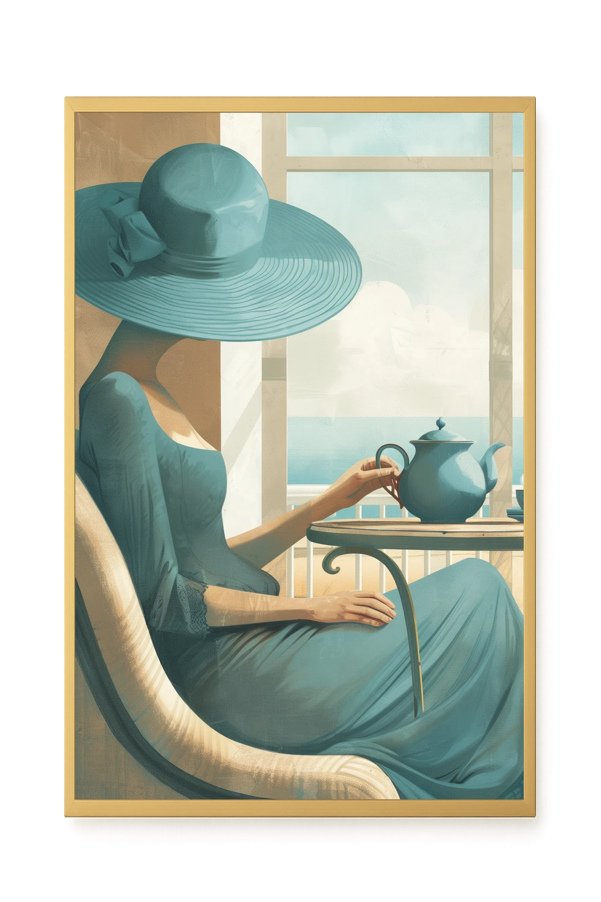 Lady with Tea Canvas Wall Art