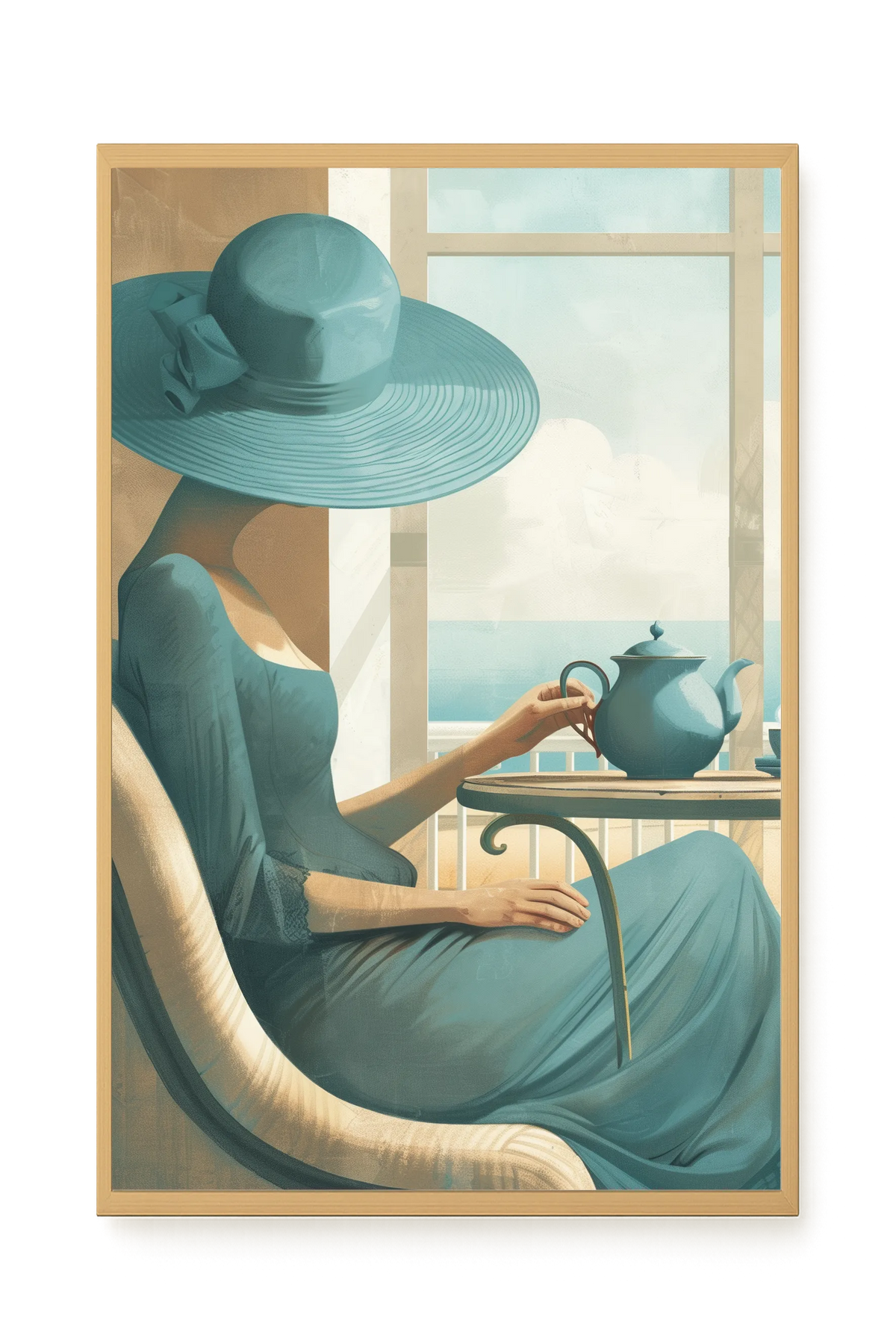 Lady with Tea Canvas Wall Art