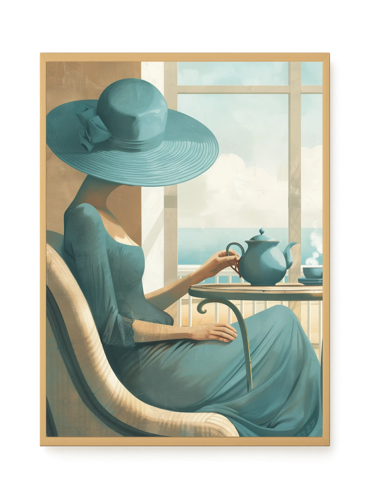 Lady with Tea Canvas Wall Art