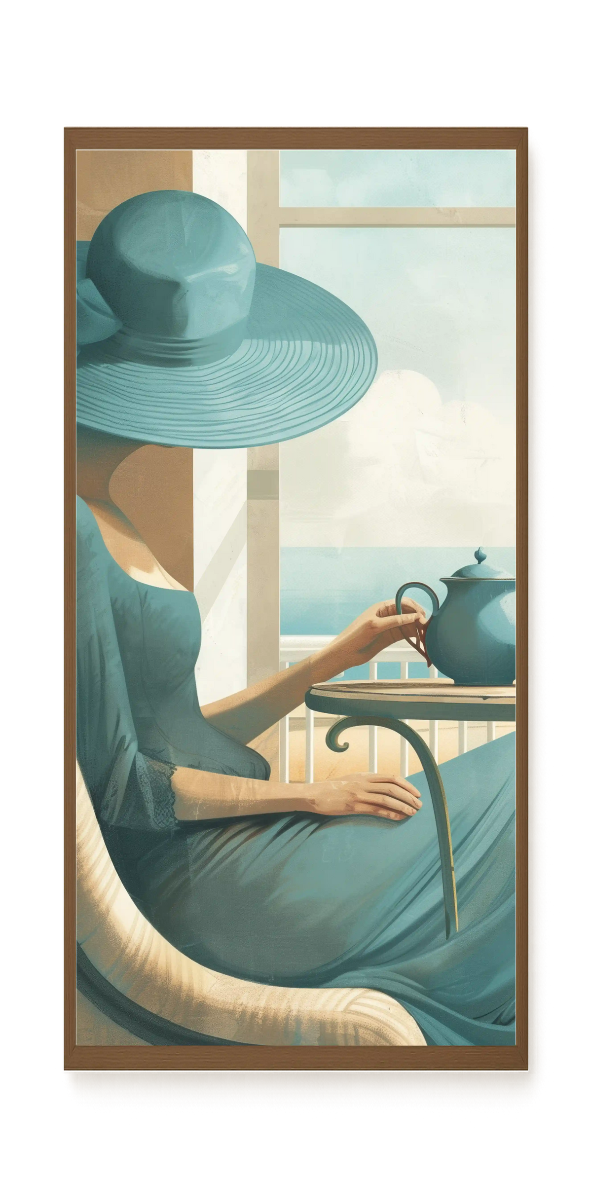 Lady with Tea Canvas Wall Art
