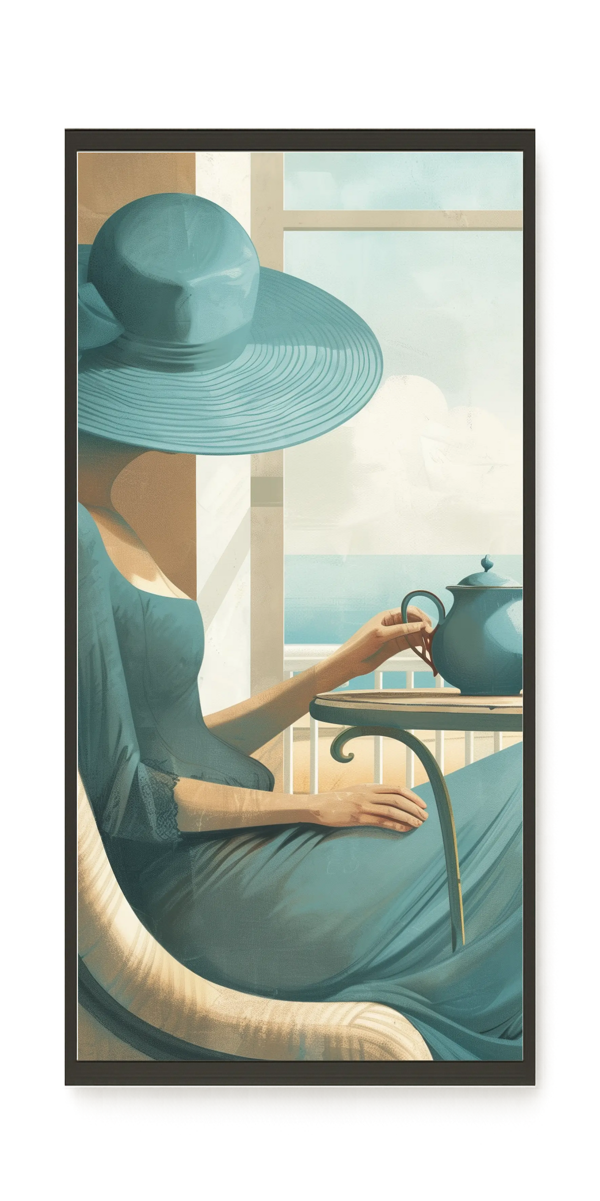 Lady with Tea Canvas Wall Art