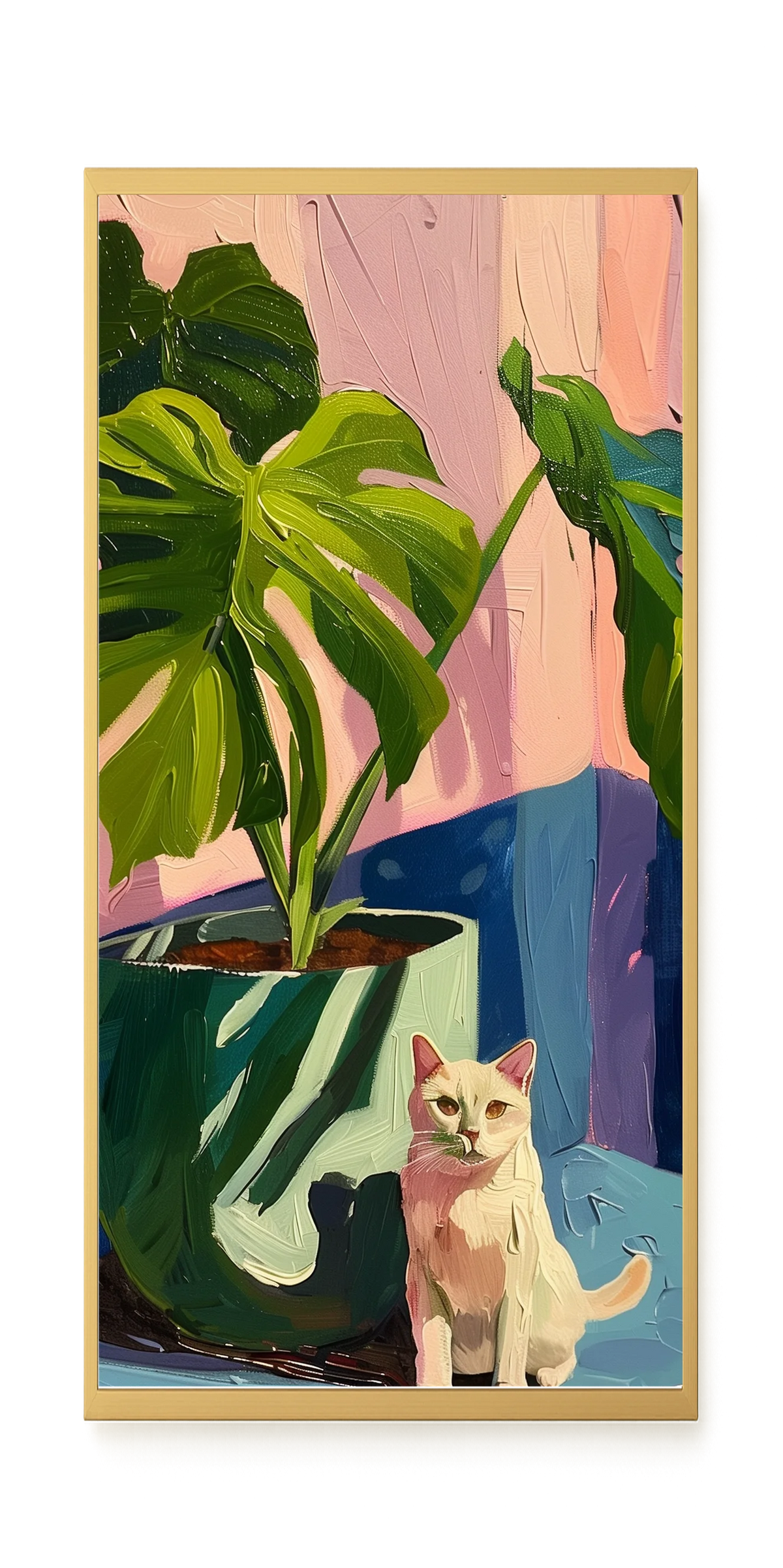 Cat & Plant Canvas Wall Art