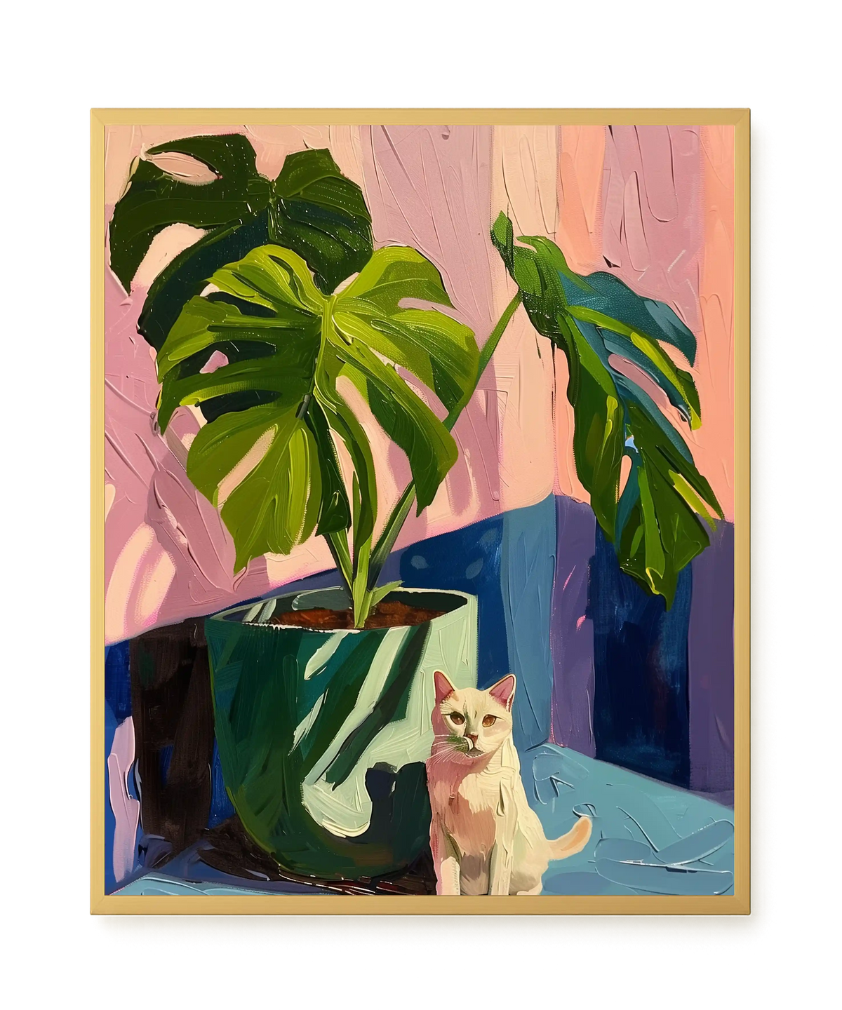 Cat & Plant Canvas Wall Art