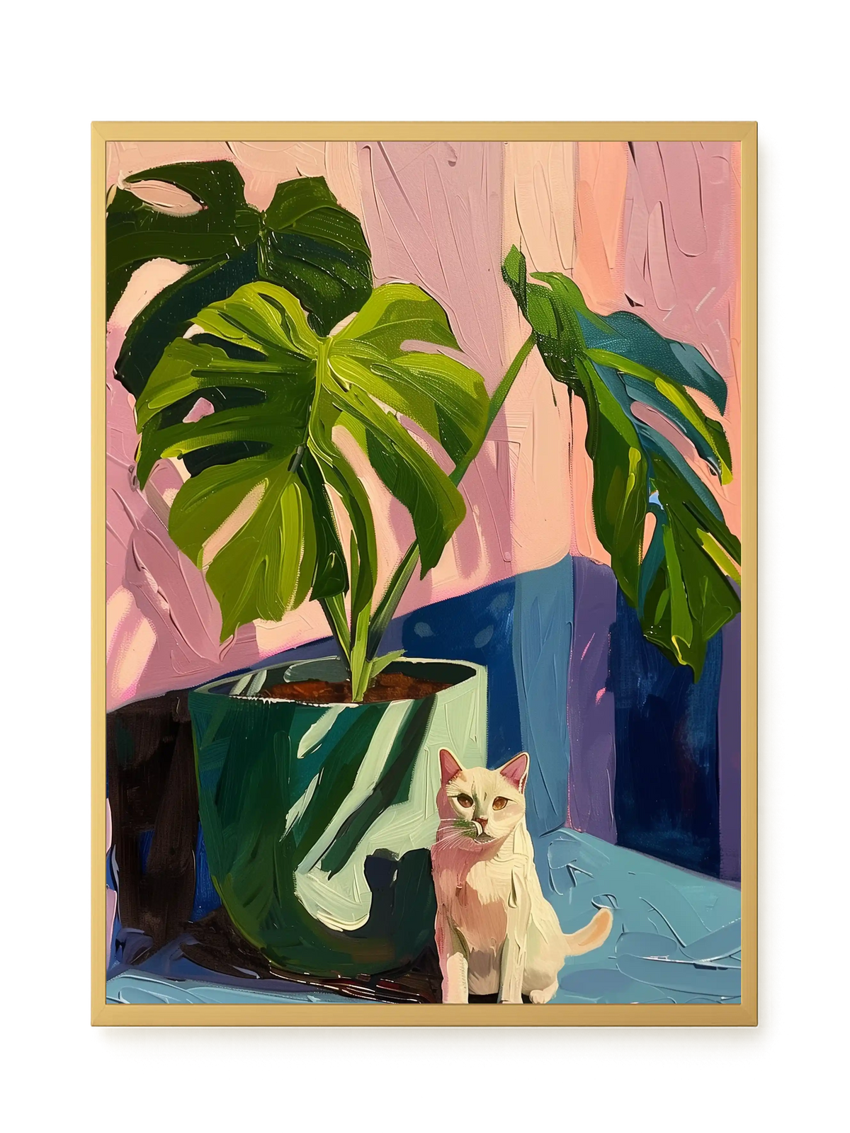Cat & Plant Canvas Wall Art