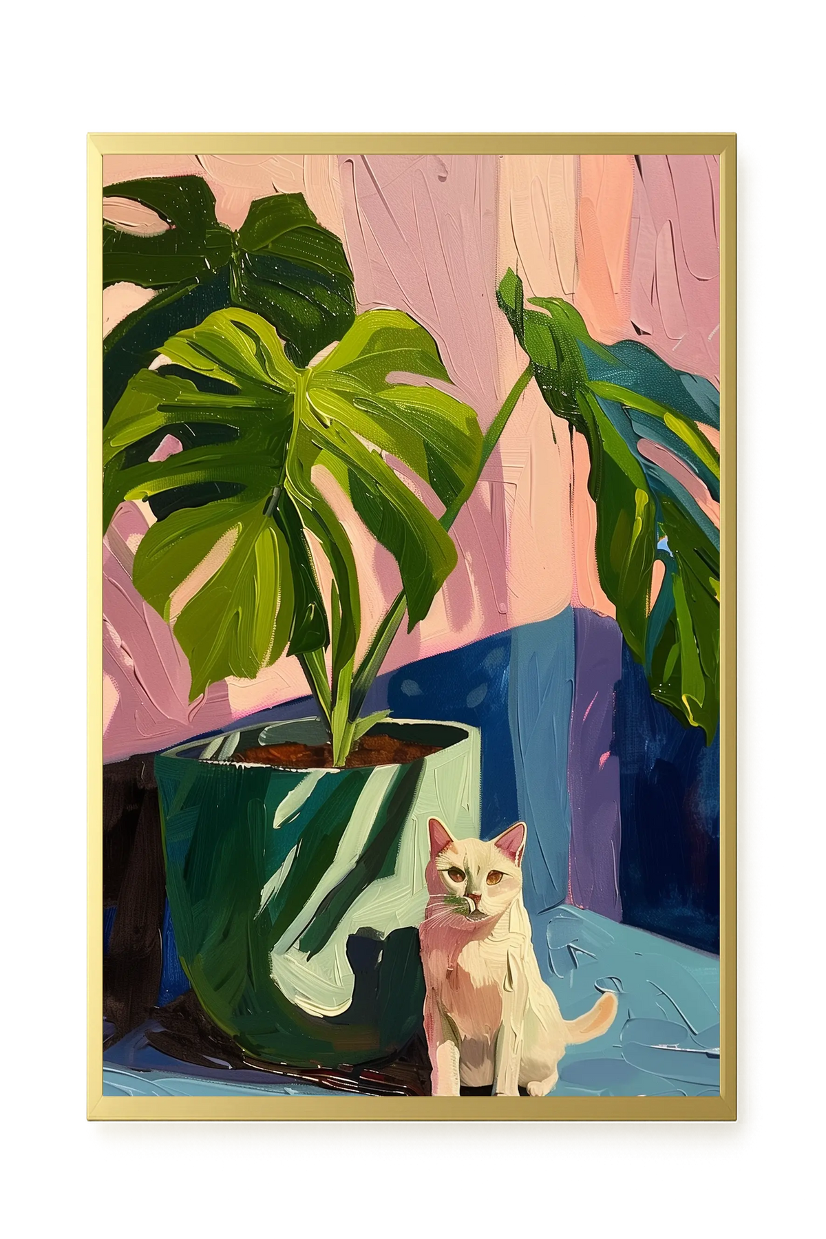 Cat & Plant Canvas Wall Art