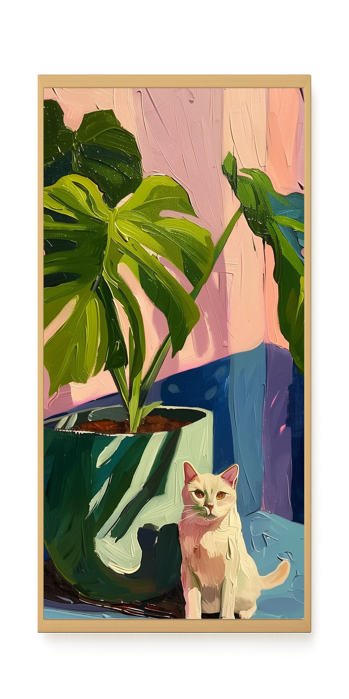 Cat & Plant Canvas Wall Art