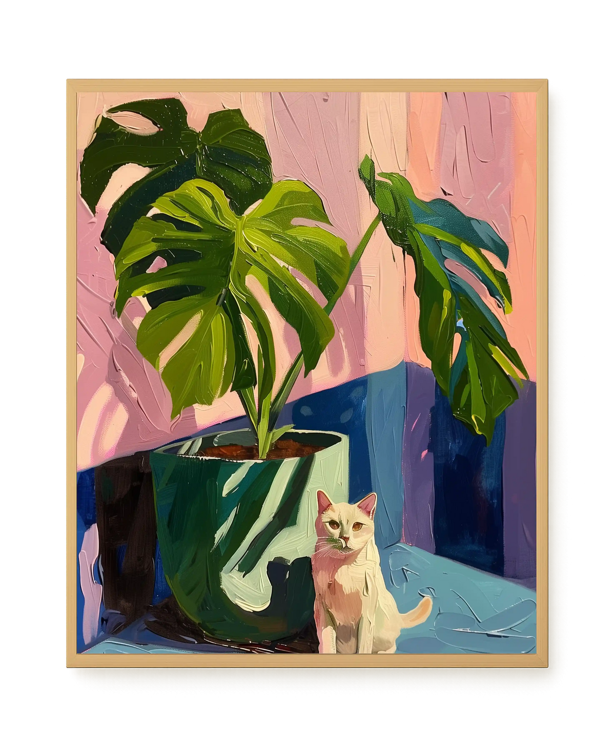 Cat & Plant Canvas Wall Art