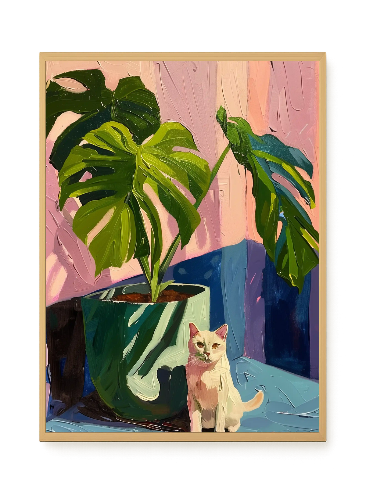 Cat & Plant Canvas Wall Art
