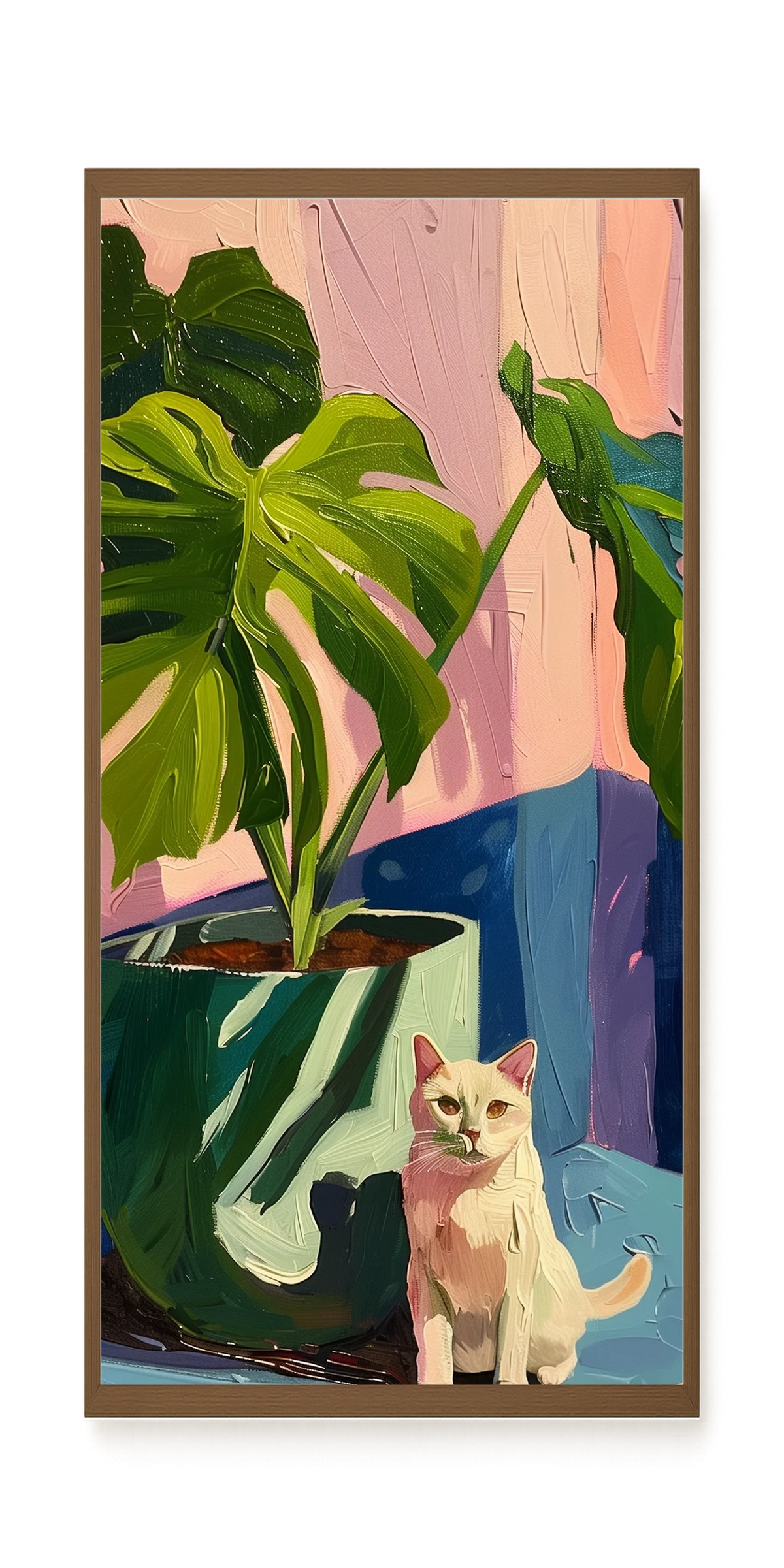 Cat & Plant Canvas Wall Art