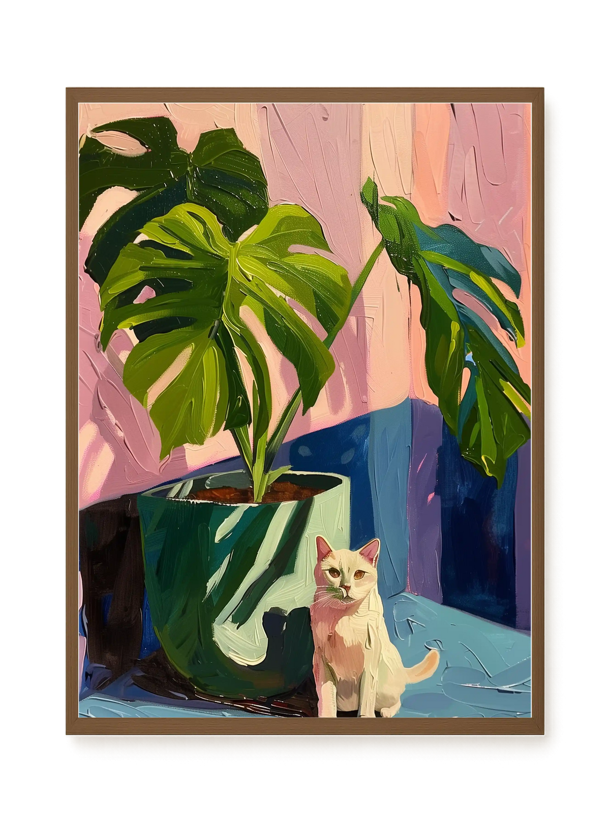 Cat & Plant Canvas Wall Art