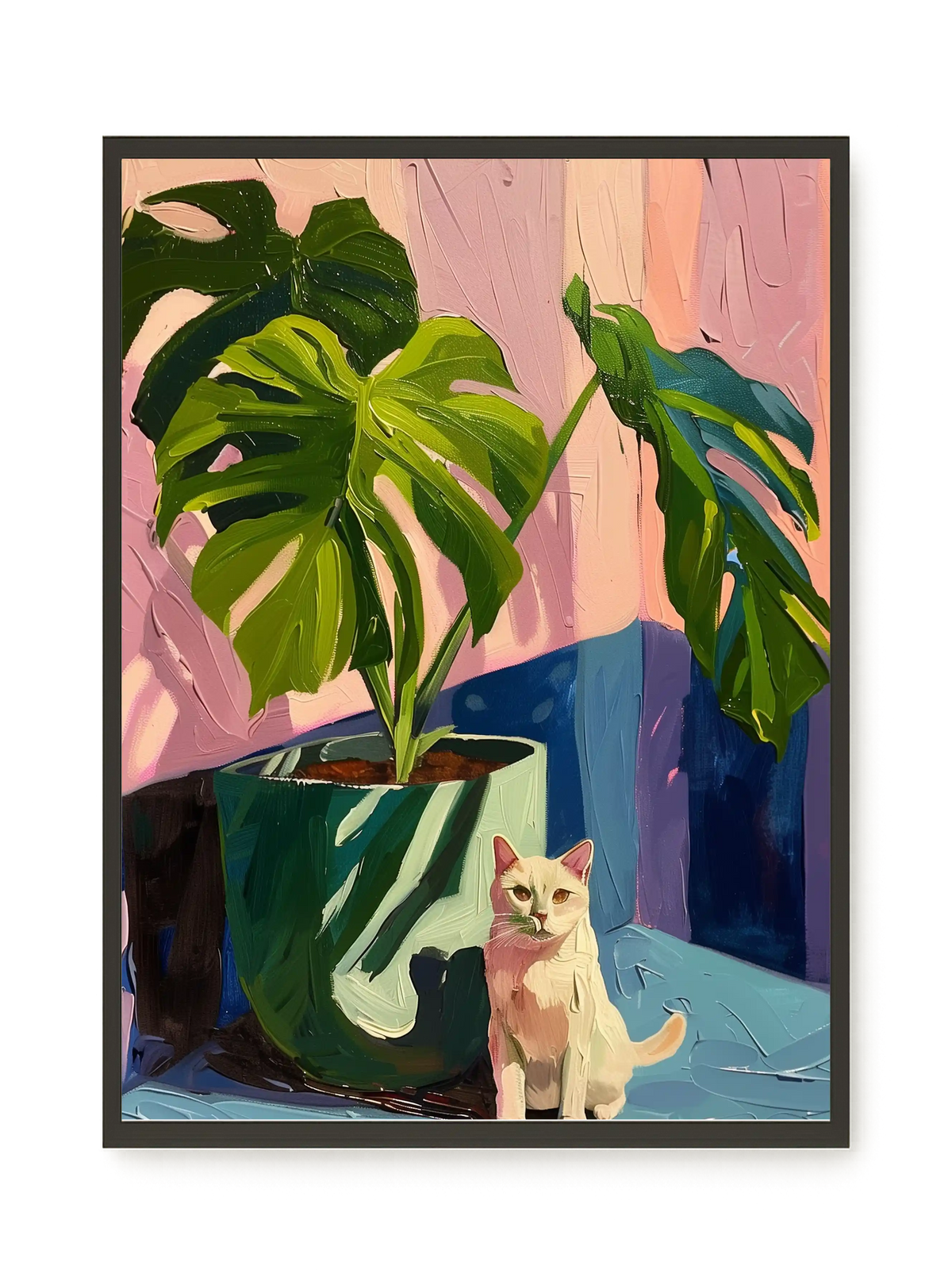 Cat & Plant Canvas Wall Art