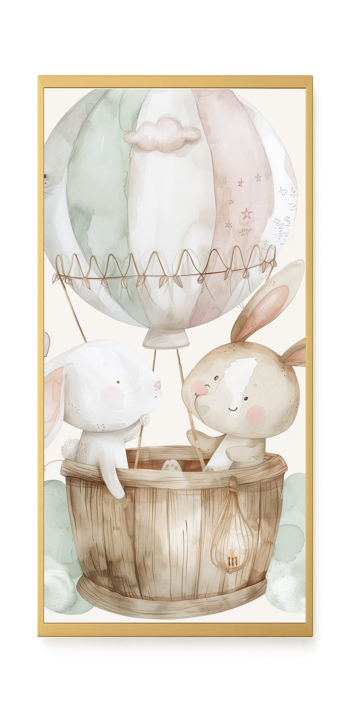 Bunnies in Hot Air Balloon Canvas Print