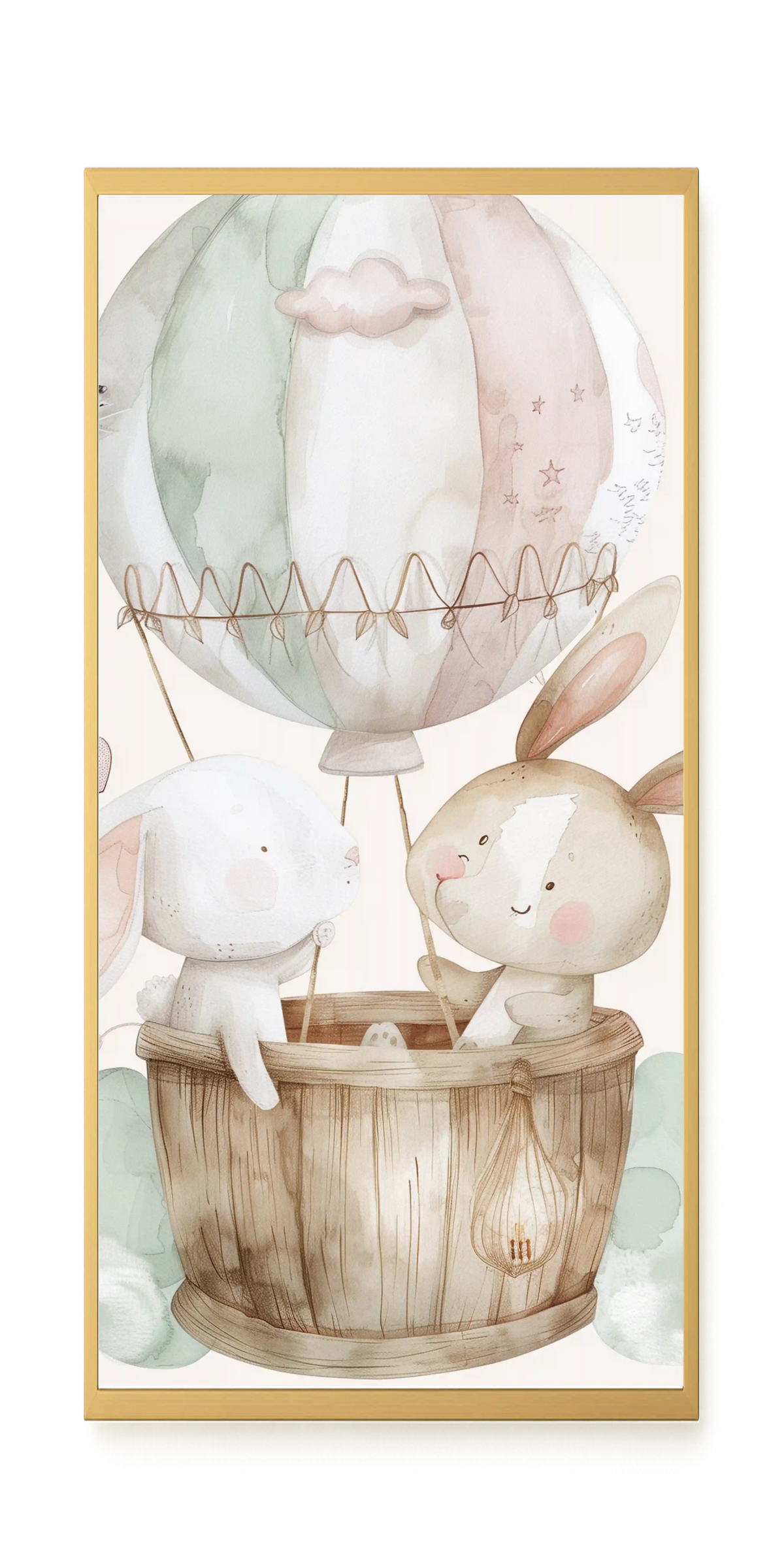 Bunnies in Hot Air Balloon Canvas Print