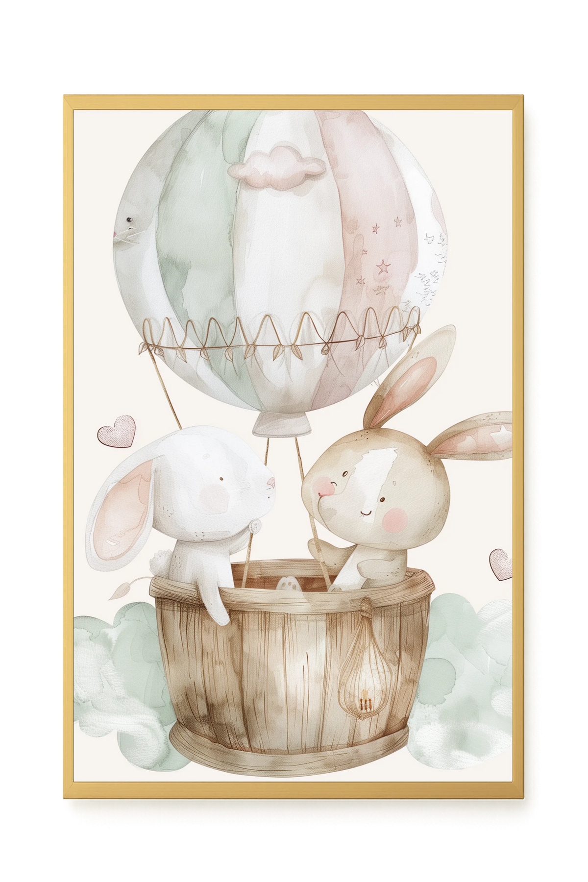 Bunnies in Hot Air Balloon Canvas Print