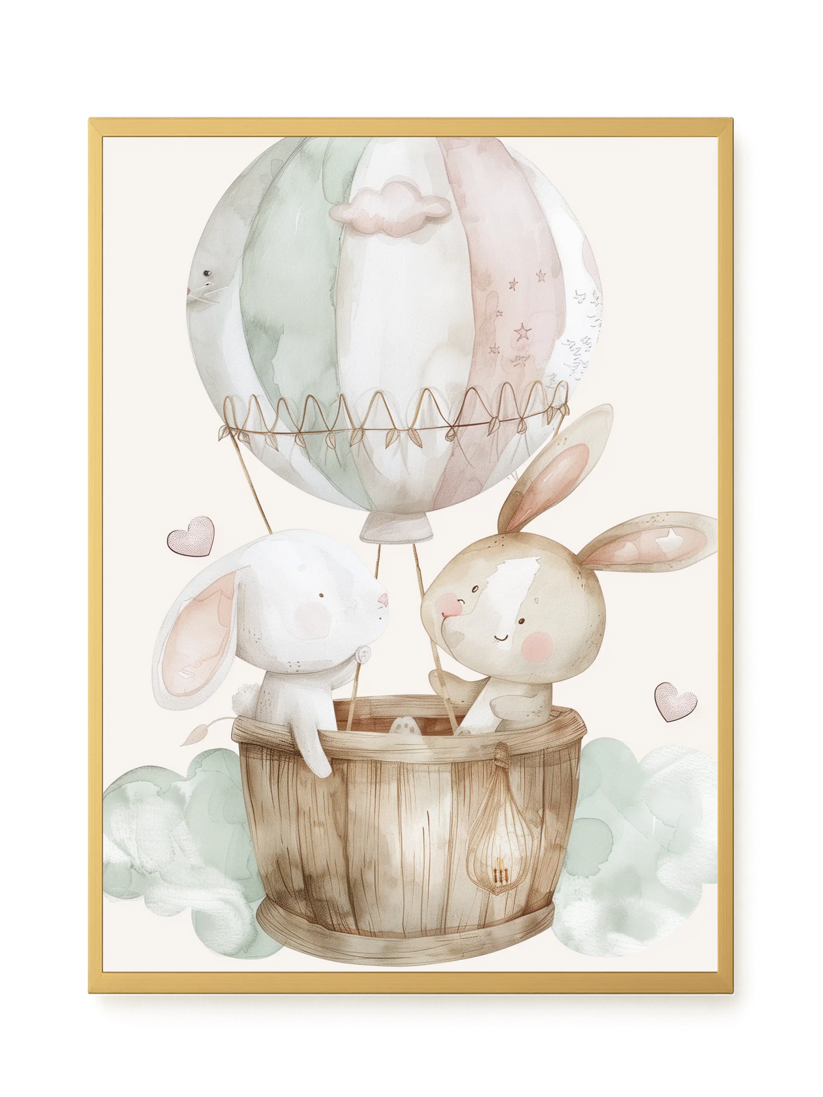 Bunnies in Hot Air Balloon Canvas Print