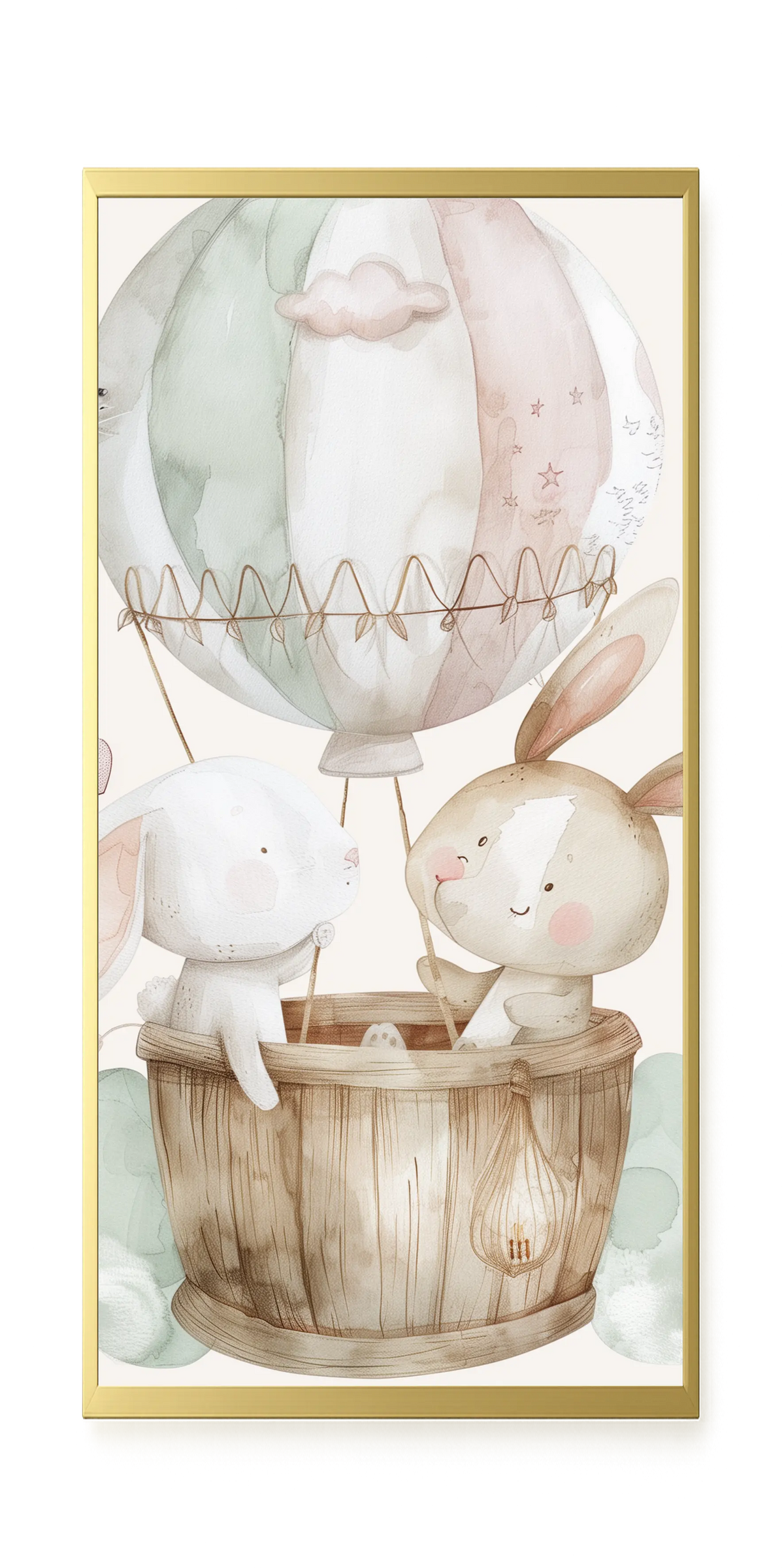 Bunnies in Hot Air Balloon Canvas Print