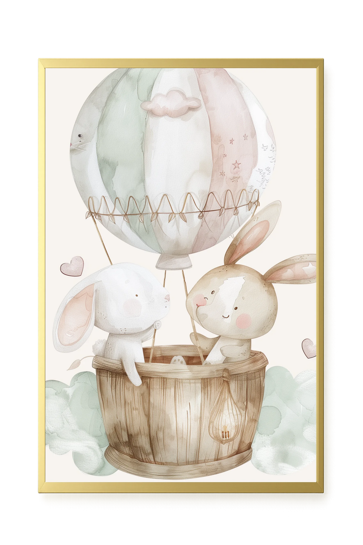 Bunnies in Hot Air Balloon Canvas Print