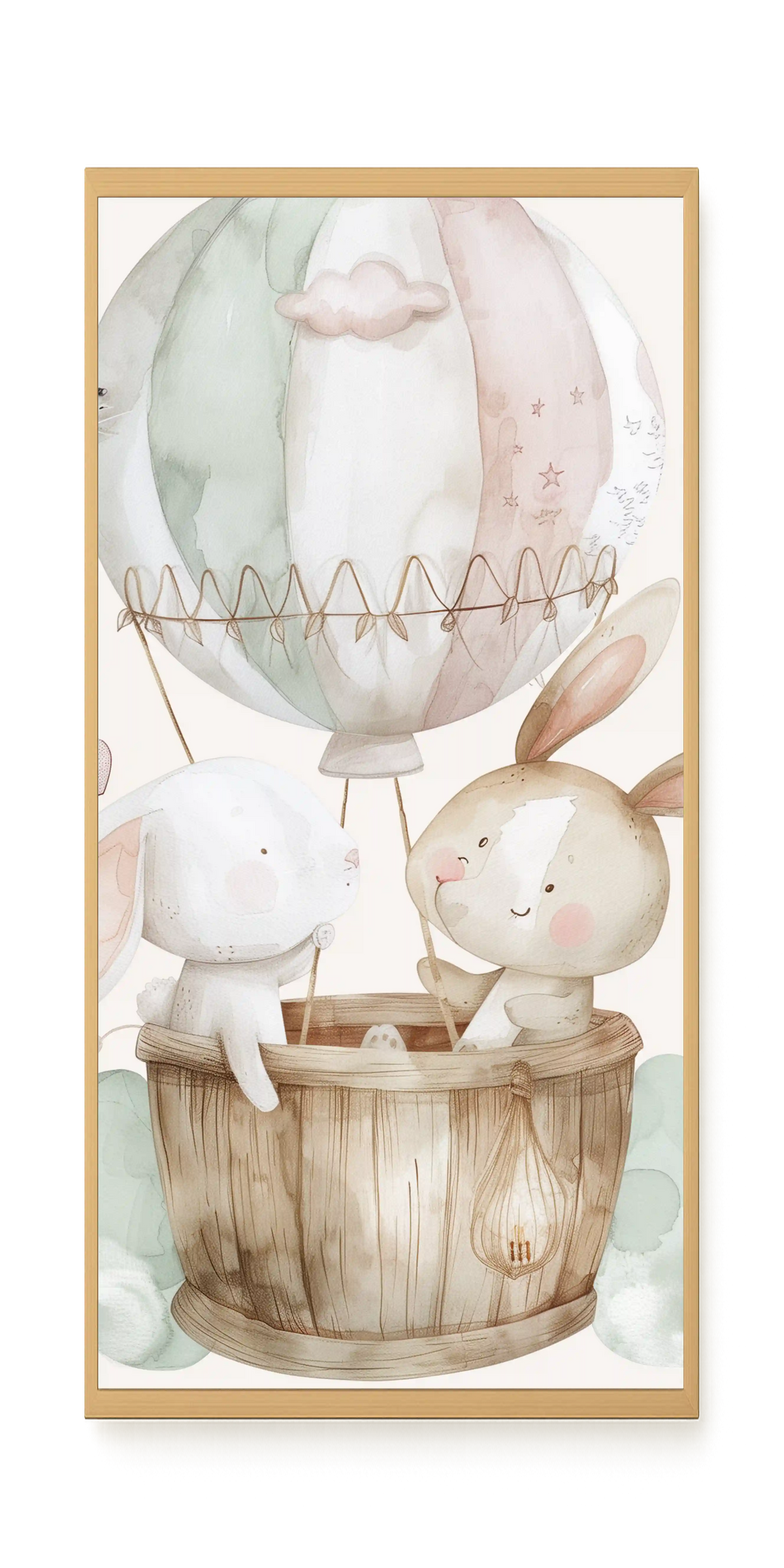 Bunnies in Hot Air Balloon Canvas Print