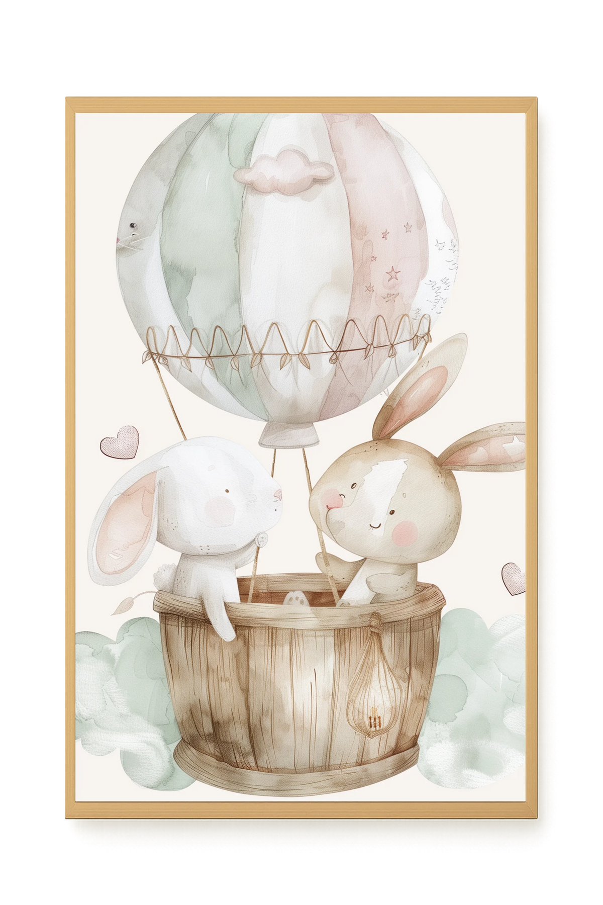 Bunnies in Hot Air Balloon Canvas Print
