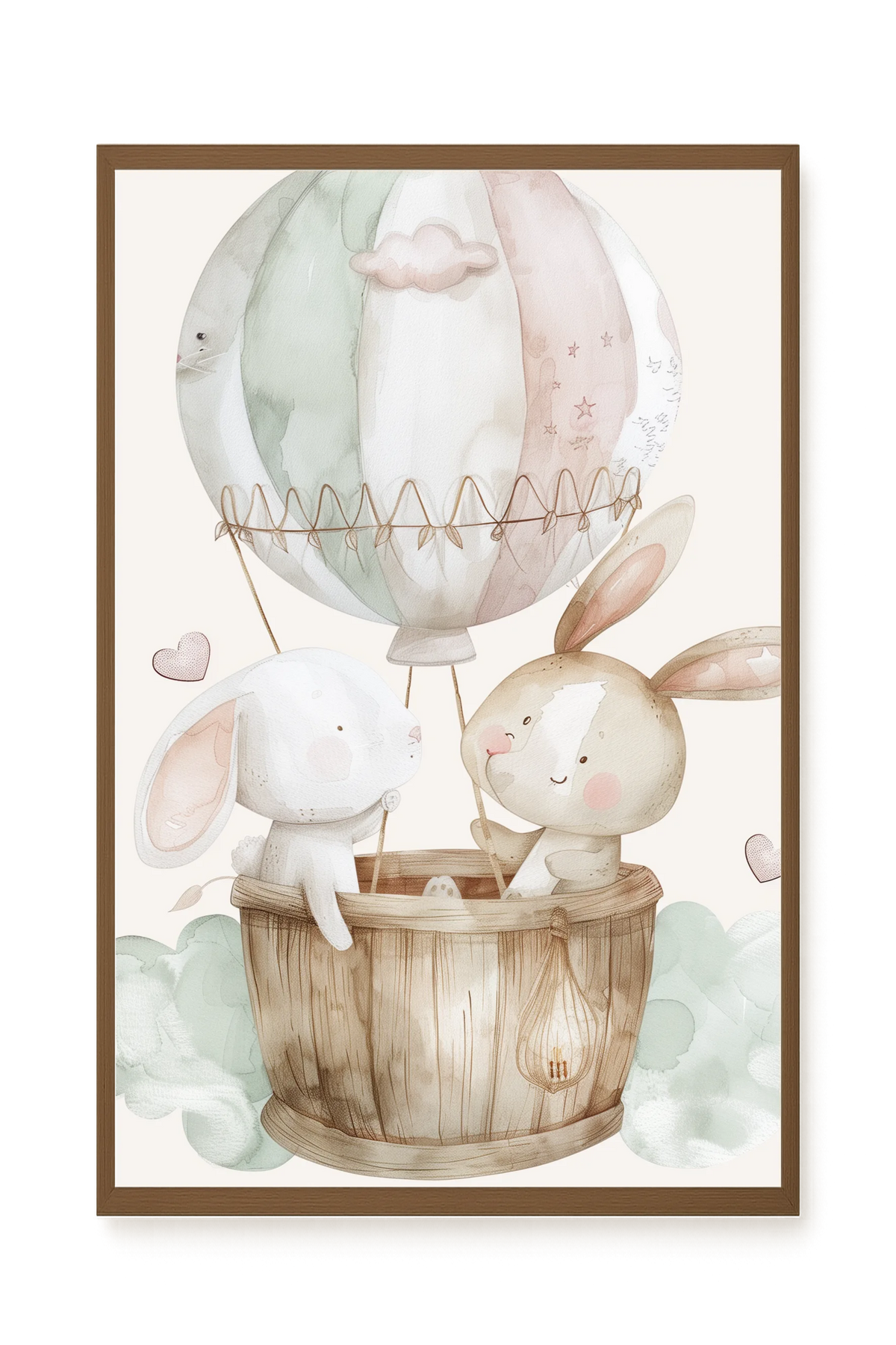 Bunnies in Hot Air Balloon Canvas Print