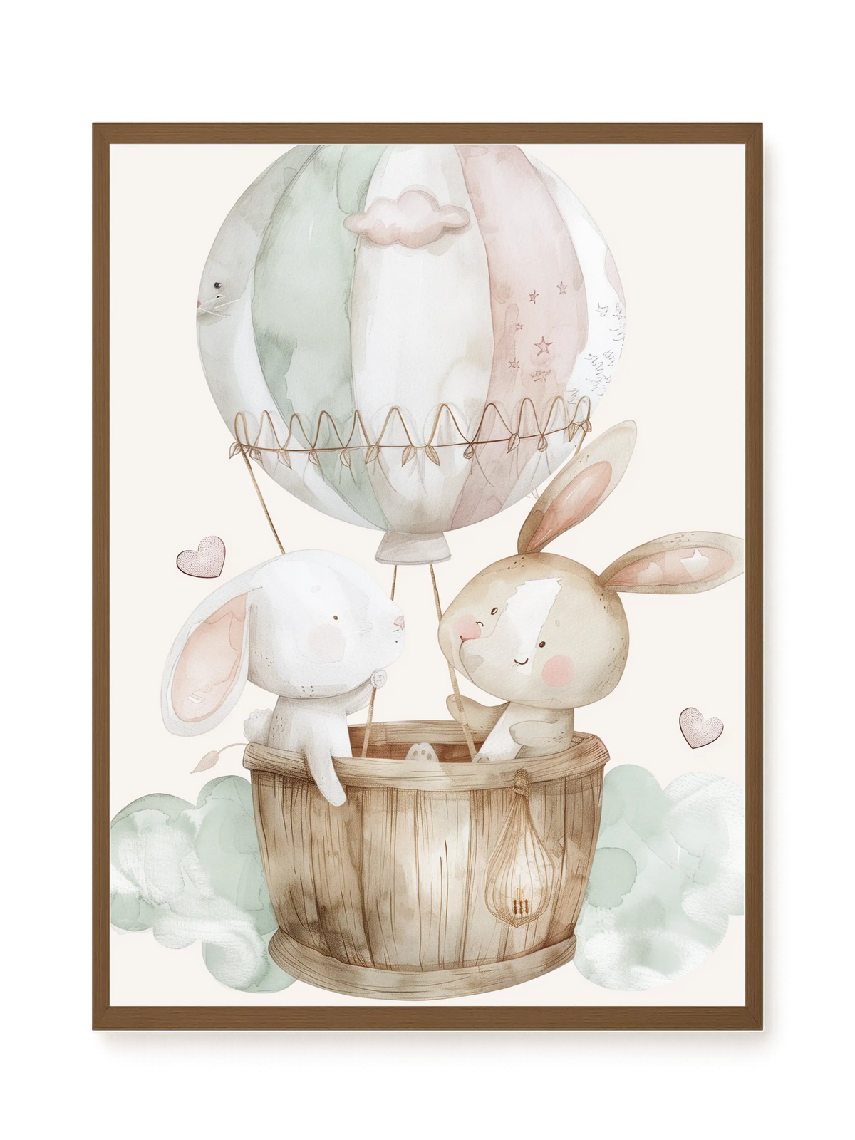 Bunnies in Hot Air Balloon Canvas Print