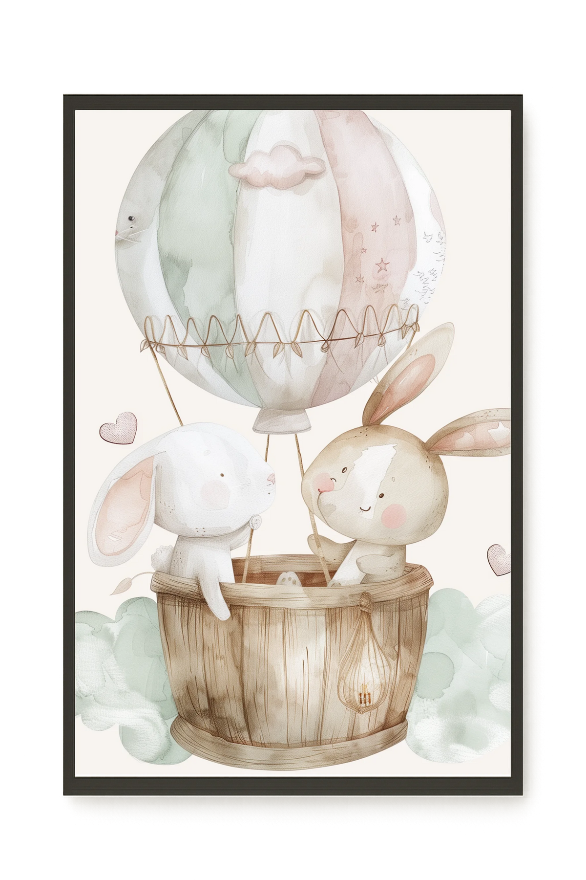 Bunnies in Hot Air Balloon Canvas Print