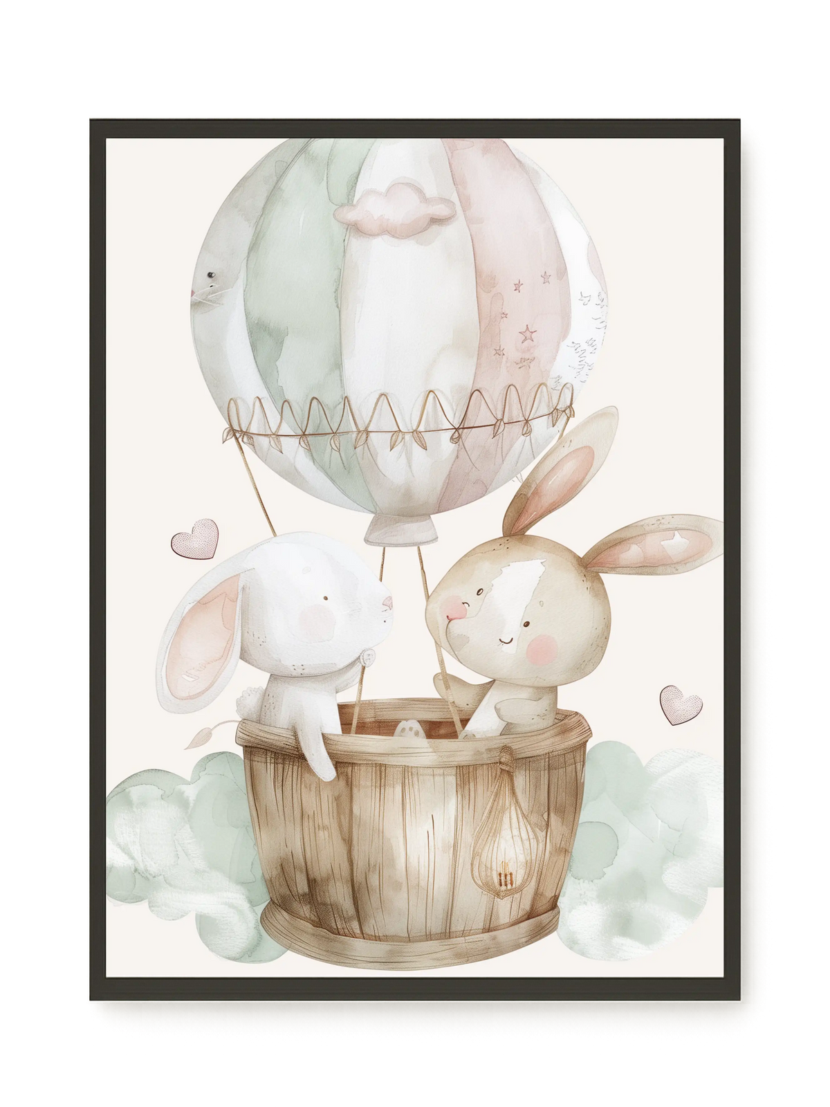 Bunnies in Hot Air Balloon Canvas Print
