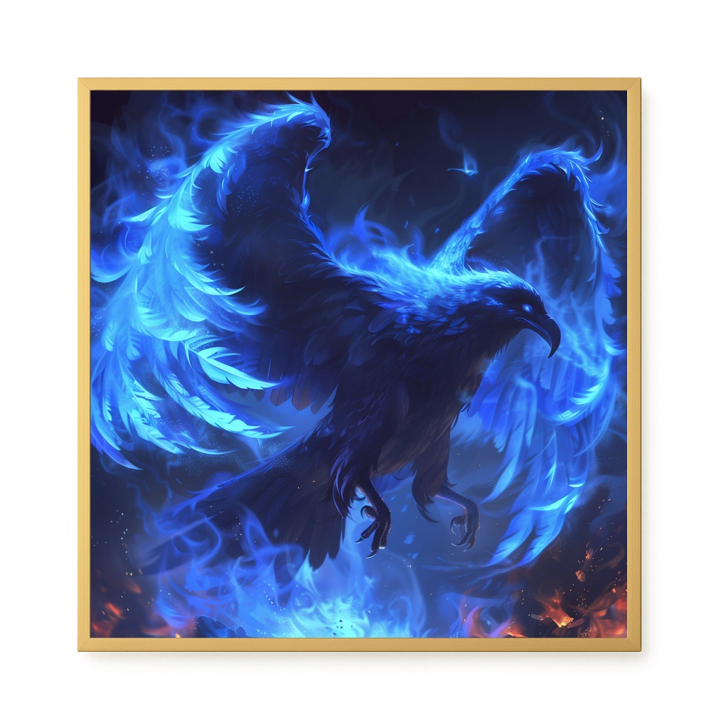Blue Fire Bird Canvas Wall Art