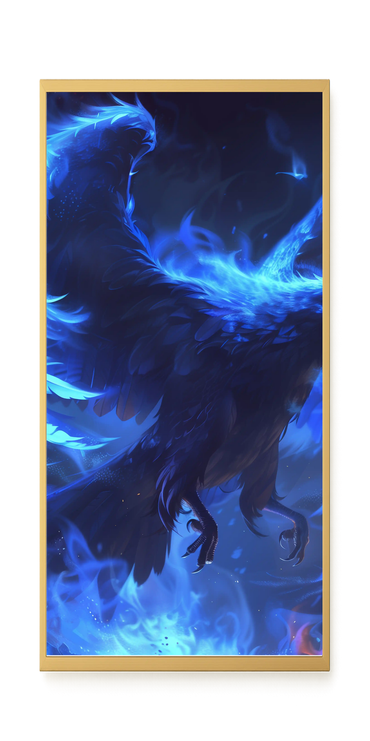 Blue Fire Bird Canvas Wall Art